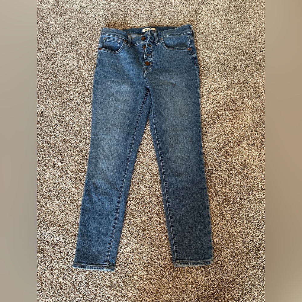 Madewell Button-Fly Mid-Rise Skinny Jeans – Medium Wash, Size 29